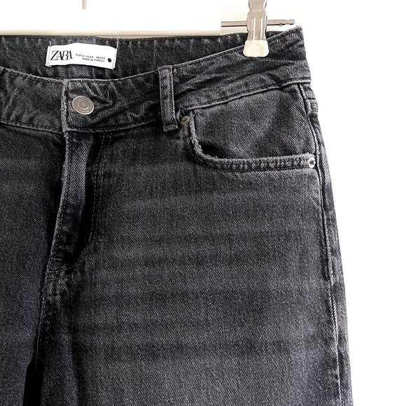 NWOT Zara ZW Mid Rise Straight Leg Jeans in Black - Picture 6 of 8